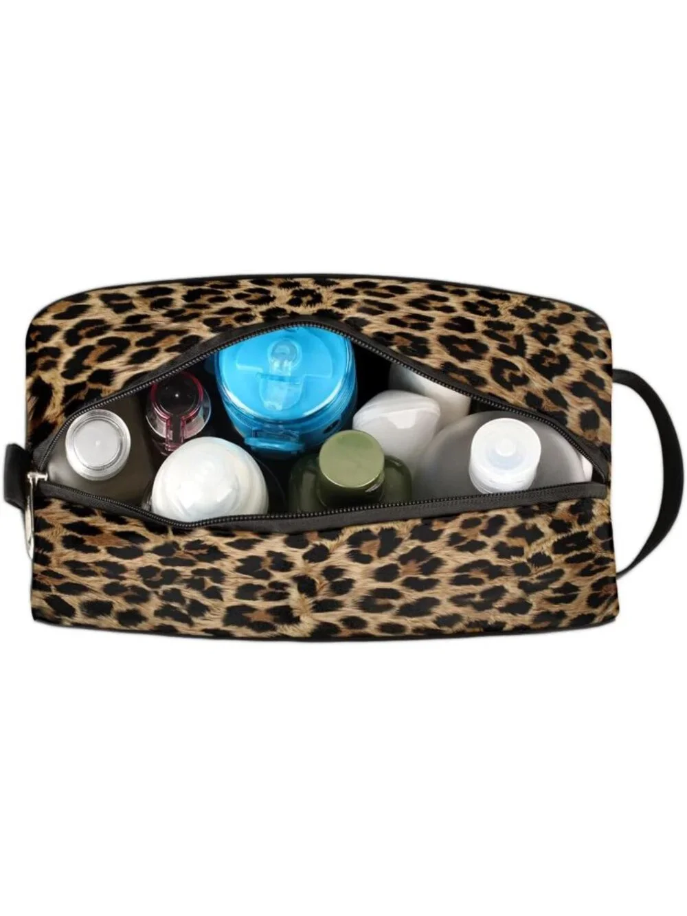 Vintage Leopard Print Makeup Bag | Travel Toiletry Pouch & Cosmetic Dopp Kit